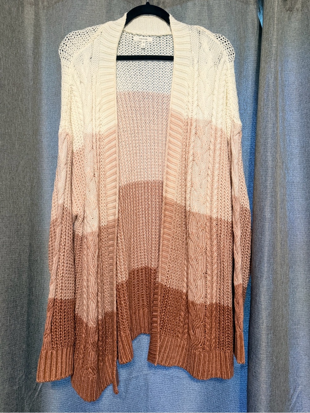 Cozy Gradient Open-Front Cardigan Sweater - Cream & Soft Pinks